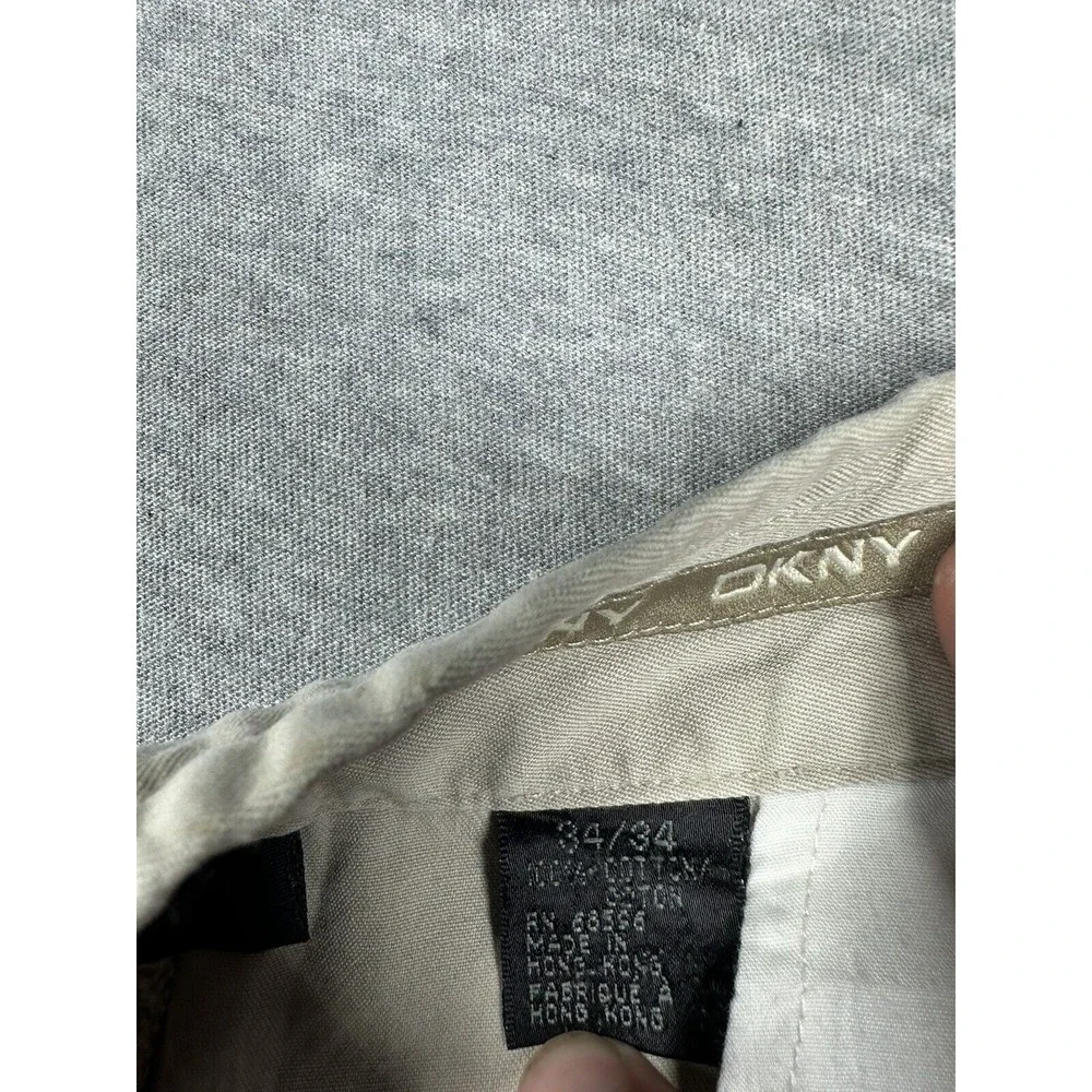 DKNY Mens Beige Chino Slim Straight Leg Super Soft Cotton Blend Size‎ 34x34